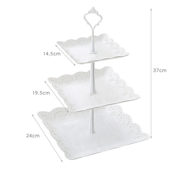 New 3 Tier Acrylic White Square Cupcake Cake Stand Birthday Wedding Party AU