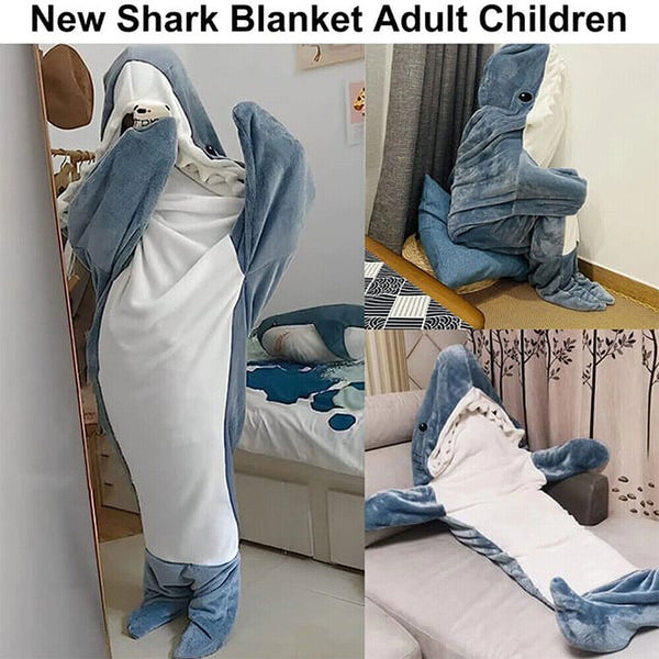 Shark Blanket Super Soft Cozy Flannel Hoodie Shark Sleeping Bag S-XXL