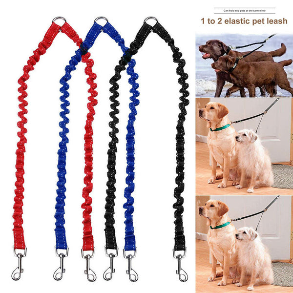 Double Dog Coupler Twin Dual Lead 2 Way Two Pet Dogs Walking Safety Leash Nylon