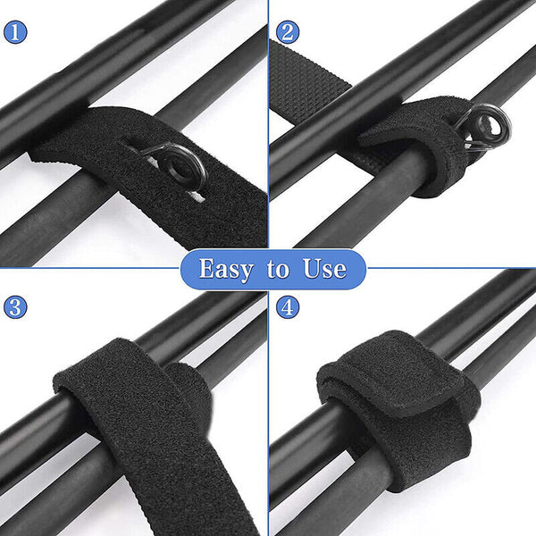 10PCS Fishing Rod Tie Strap Tackle Wrap Band Pole Holder Fastener Fishing Tools