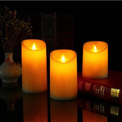 2PCS Flameless LED Candle WarmWhite Moving Dancing Wick Electic Candles Weding