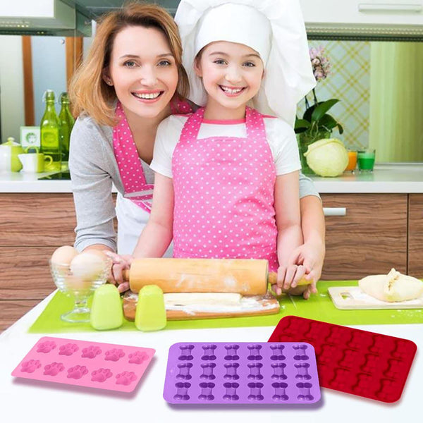3PCS Silicone Puppy Dog Bone Baking Molds Ice Chocolate Biscuit Cookie Cake Mold