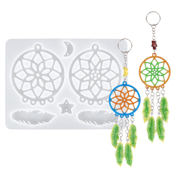 132-66Pcs Silicone Unicorn Wind Chimes Resin Epoxy Mold Decor Dream Catcher Set