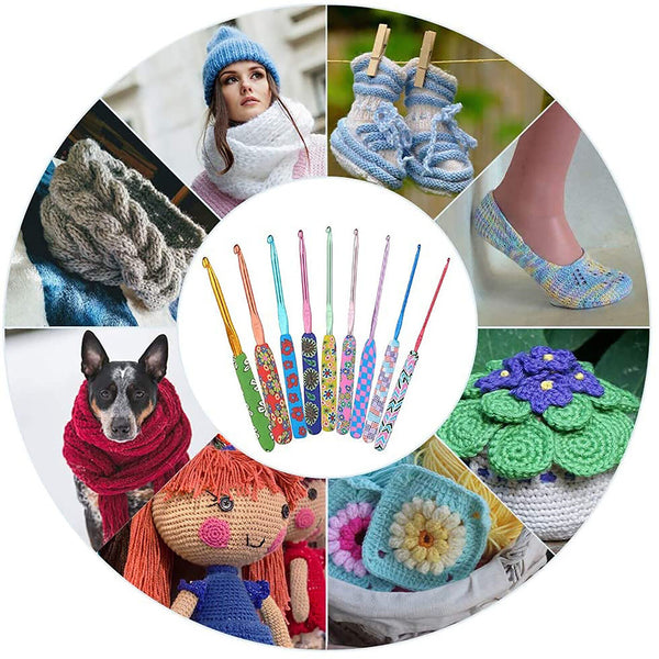 9X Colourful Crochet Hook Set Ergonomic Handles Knitting Needles Sewing AU