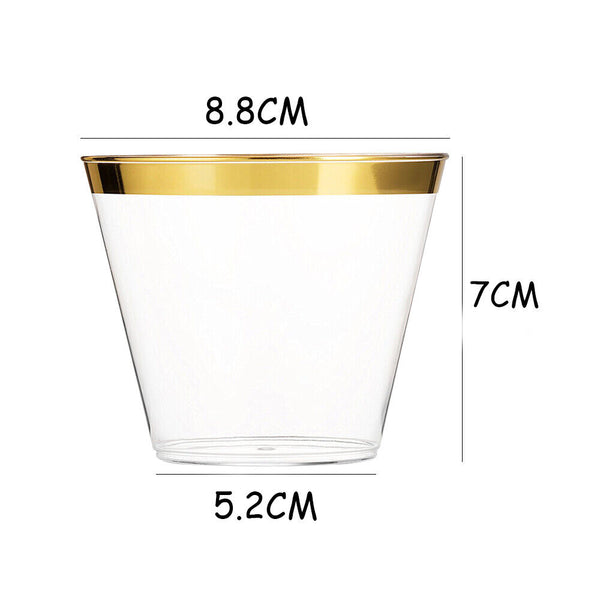 50PCS Plastic Wine Glass Champagne Glasses Drink Cup Cocktail Party GOLD AU