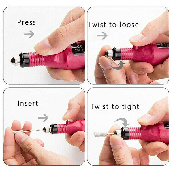 Electric Nail Drill File Tools Nail Machine Acrylic Art Manicure Pen Shaper Kit