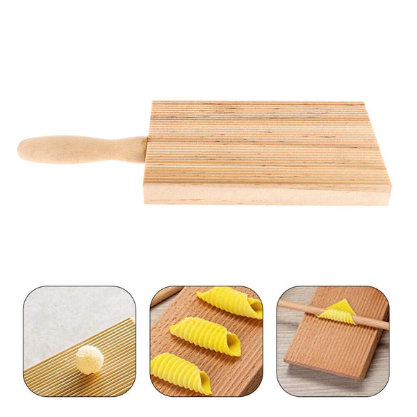 Gnocchi Board Pasta Maker Tray Home Made Rubberwood Italian Potato Dumpling Tool