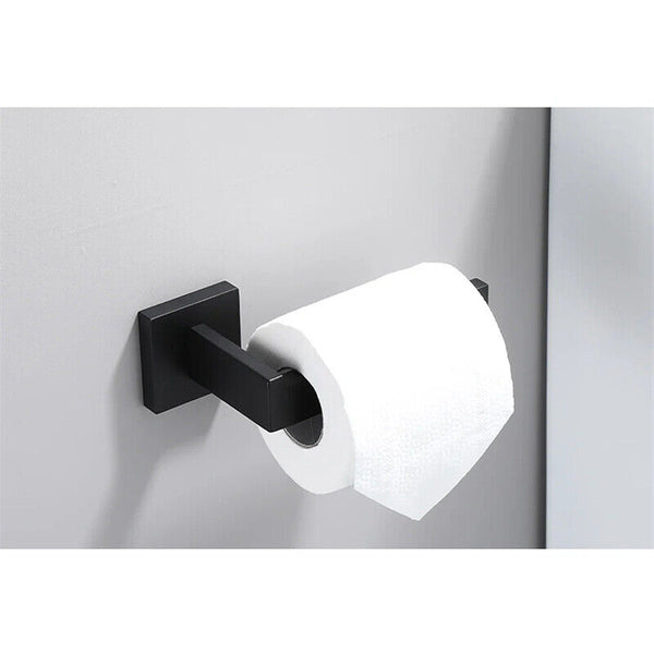 Matt Black Toilet Paper Roll Holder Hand Rack Hook Stainless Steel WALL MOUNTED
