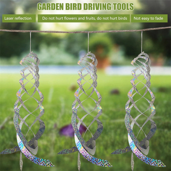 3/6PCS Rotating Reflective Rod Bird Repeller Bird Spiral Reflectors Scare Tools