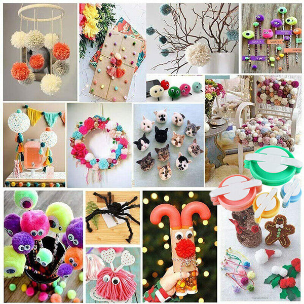 4 Sizes Knitting Loom DIY Pompom Maker Wool Tool Ball Weaver Needle Craft GD AU