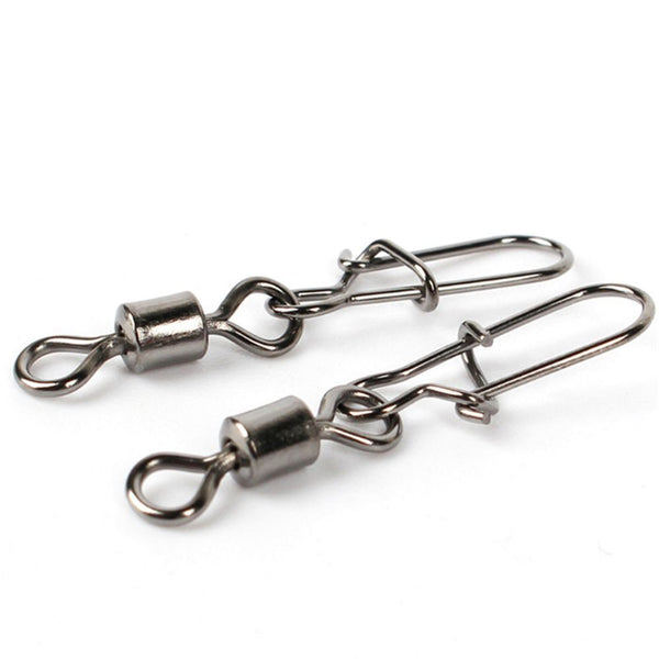 100Pcs Fishing Rolling Barrel Swivel with Nice Snap Tackle Connector Size 4#-12#