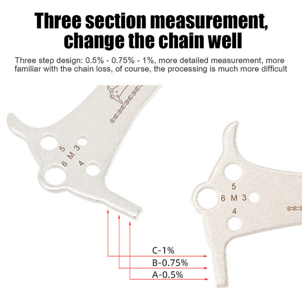 3In1 Bike Chain Wear Indicator Chain Checker Ruler Portable Caliper Cycling AU