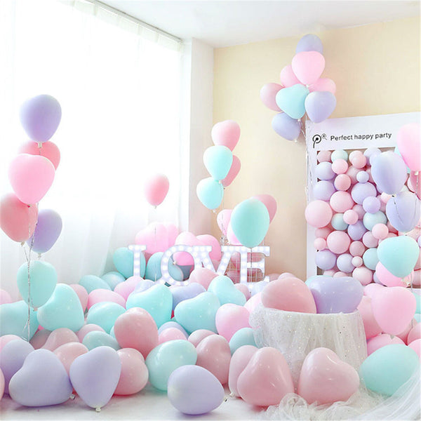 10pcs Macaron Balloon 25cm Heart Latex Balloons Party Wedding Birthday - Lets Party