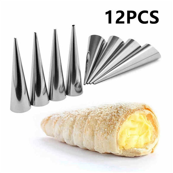 12-120Pcs Steel Pastry Cream Horn Molds Conical Tube Cone Pastry Roll Horn Mould