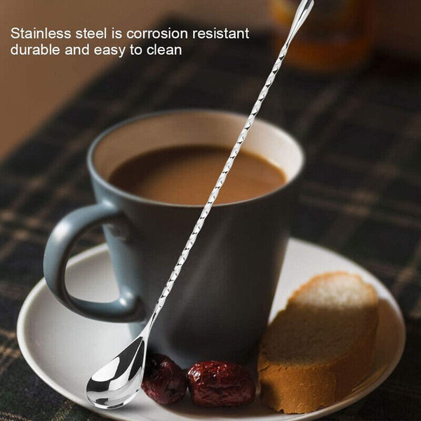 Stainless Steel Bar Wine Cocktail Mixing Twist Spoon Long Handle Drink Stirring