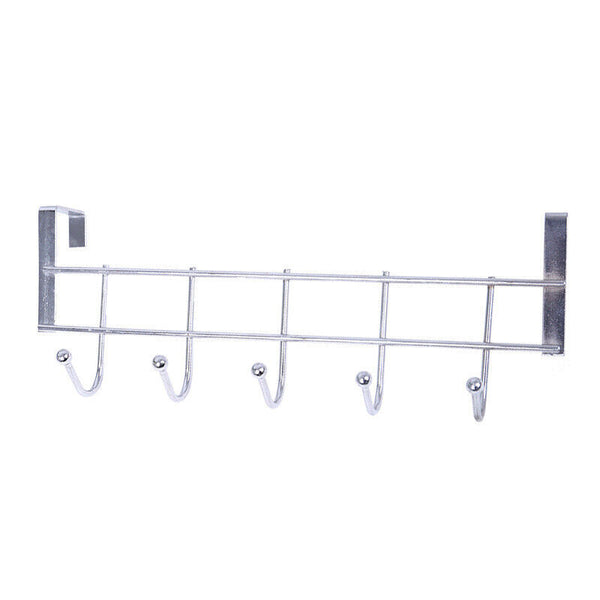 4x 5Hooks Clothes Storage Over Door Hanger Towel Hanging Rack No-Punching Holder