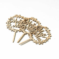 Round Mr &amp; Mrs Wooden Cake Topper Decorations Party Wedding Event Anniversary