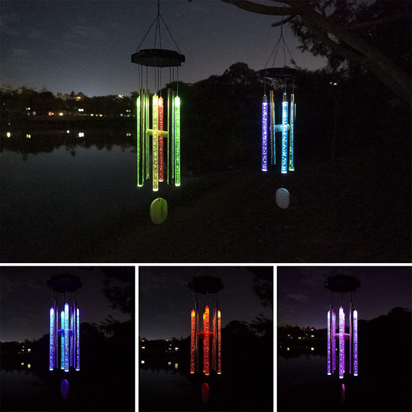 Solar Wind Chimes Lights Outdoor Memorial Wind Chimes with Color Changing RGB AU