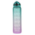 1L Green Purple Water Bottle Motivational Drink Flask With Time Markings BPA Free Sport Gym - Lets Party