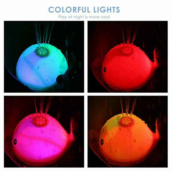 Baby Bath Toys White  Whale Automatic Spray Water Bath Toy w/ LED Light Kids Xmas Gift - Lets Party