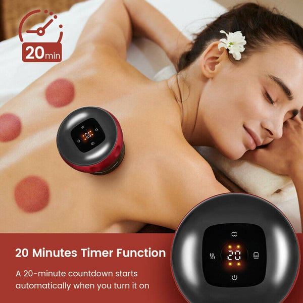 Red Electric Cupping Therapy Massager Portable Rechargeable 6 Level Adjustable - Lets Party