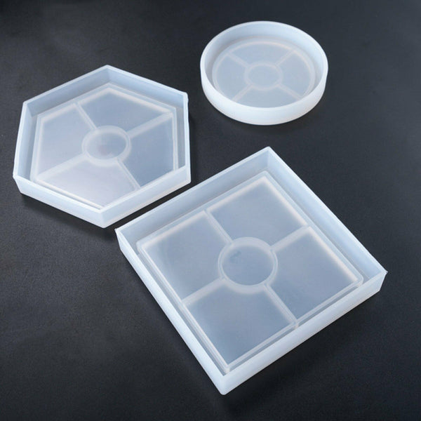 3 Styles Coaster Cup Mat Mold Silicone Mould for Craft DIY Epoxy Resin Casting - Lets Party