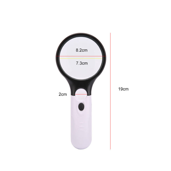 45X Handheld Magnifier Reading Magnifying Glass Jewelry Loupe With 3 LED Light - Lets Party