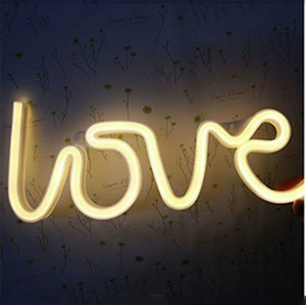 Love LED Neon Sign USB Battery Night Light Wall Bar Club Background Lamp Xmas - Lets Party