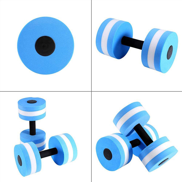 2x Blue Water Dumbbells Aquatic Exercise Dumbells Water Aerobics Workouts Barbells - Lets Party