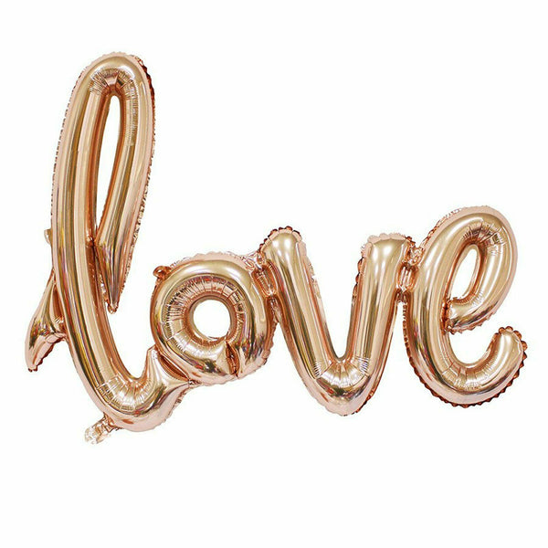 45cm HEART 102cm JUMBO LOVE Foil Balloon Balloons Script Wedding Party Decor - Lets Party