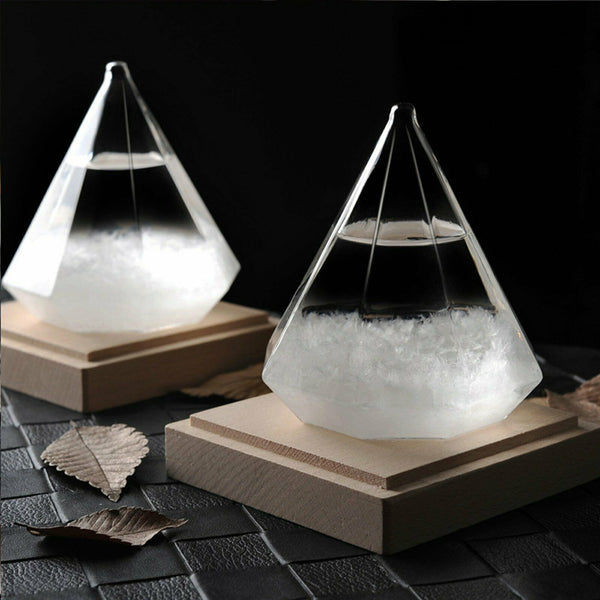 Large Weather Storm Forecast Glass Crystal Diamond Shape Bottle Gift Wedding  - Lets Party