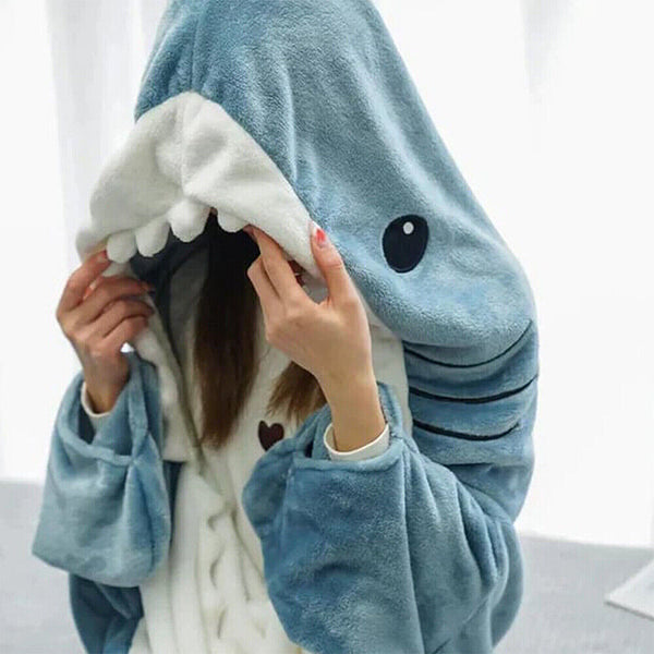 Shark Blanket Super Soft Cozy Flannel Hoodie Shark Sleeping Bag S-XXL