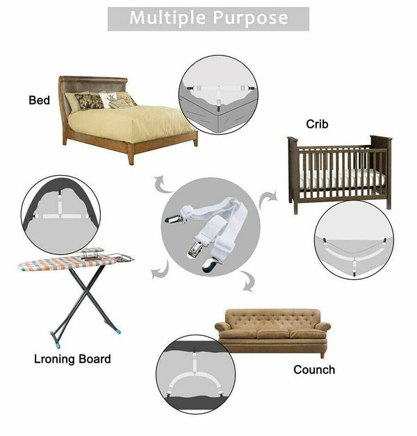 4Pcs Triangle Bed Sheet Mattress Holder Fastener Grippers Clips Suspender Straps