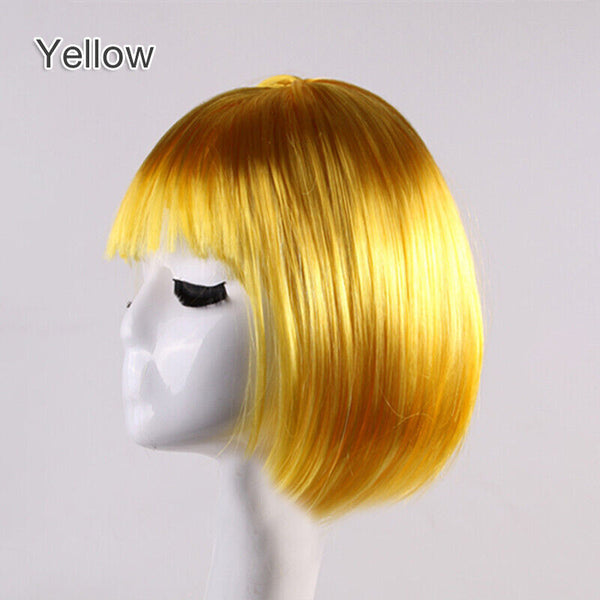 Womens Short Straight BOB Sleek Hair with bang Synthetic Cosplay Wig Wigs Party