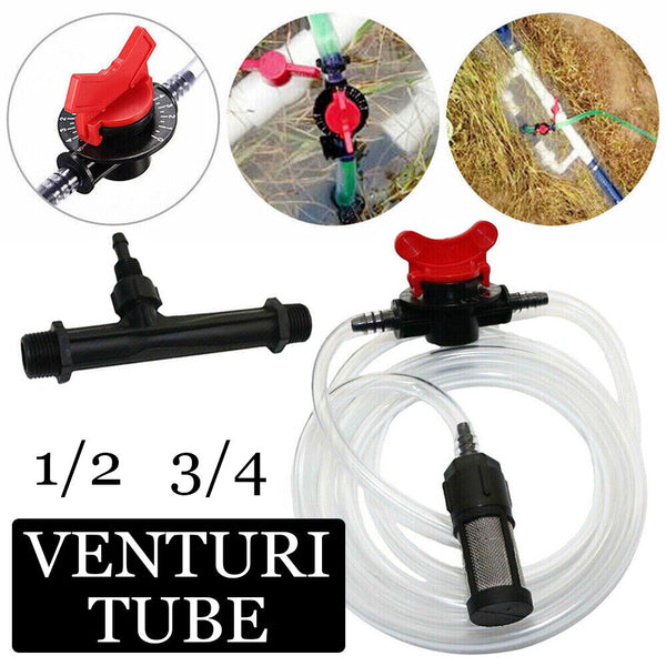 Auto Irrigation Venturi Fertilizer Kit Injector Water Tube Switch Filter 3/4