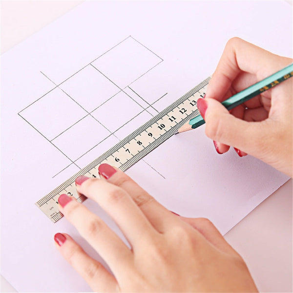 3PCS Metal Ruler Stainless Steel Double Sided 15/20/30CM Precision School Office