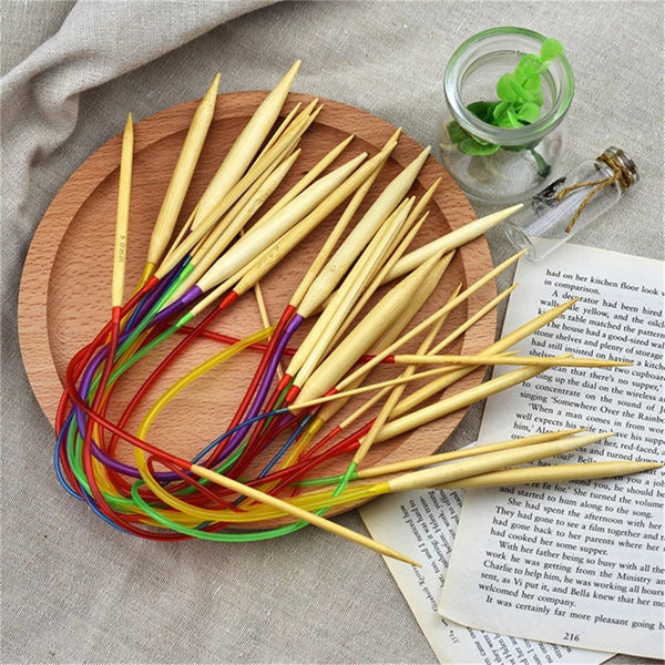 18PCS/Set 120CM Tube Carbonized Circular Bamboo Knitting Needles Yarn Tools AU