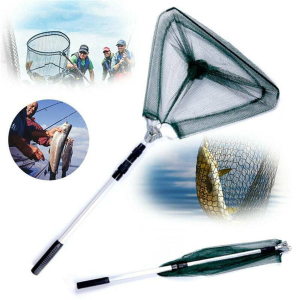 Telescopic Folding Aluminum Handle Fishing Landing Net 3 Section Extending Pole