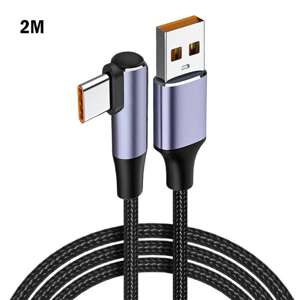 90 Degree Data Line Right Angle PD 100W Fast Charging USB to USB Type C Cable