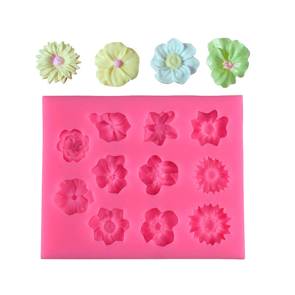 2X Silicone Flower Fondant Mold Cake Chocolate Baking Mould 3D Sugarcraft Decor