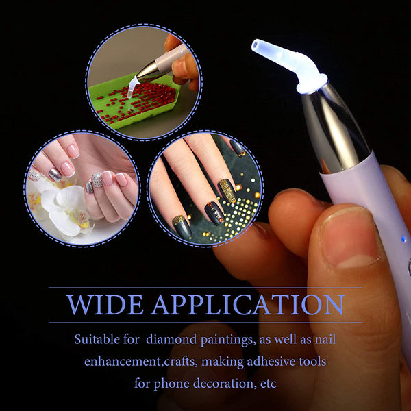2X USB 5D Diamond Painting Pen Diamond Painting Tool LED Point Drill Accessories