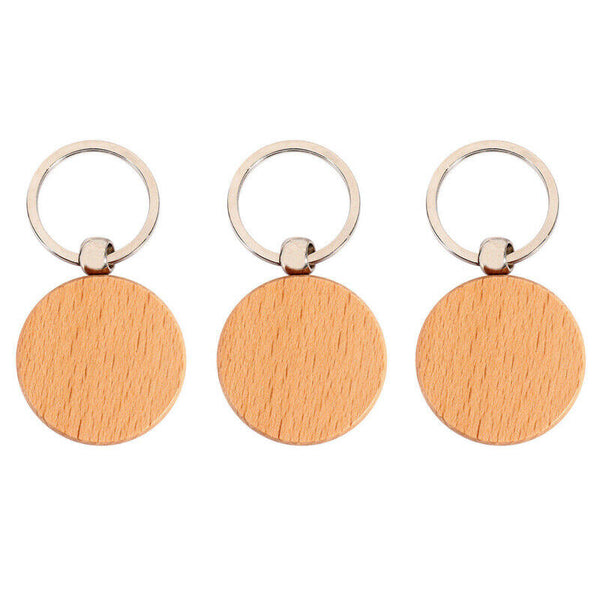 20Pcs Blank Round Wooden Keychain DIY Wooden Keychain Key Tag Gift Collectables