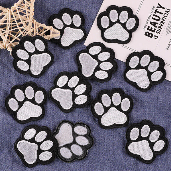 UP 10PCS Iron on Patches Paw Print Cat Dog Paw Print DIY Embroidery Patches AU