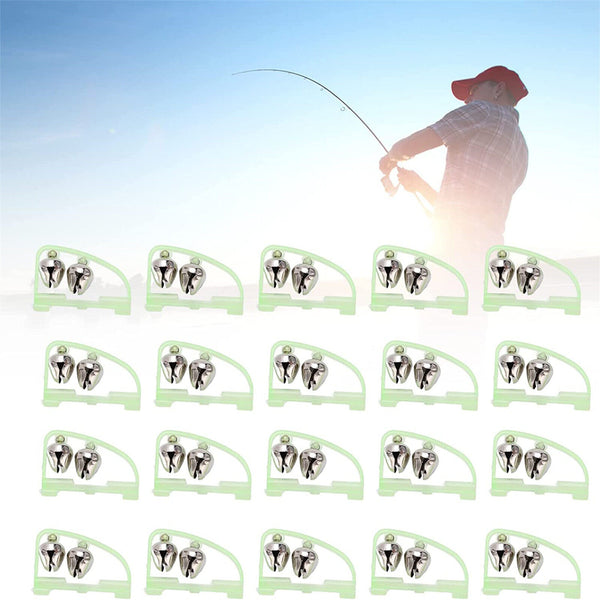 40PCS Fluorescent Fishing Rod Pole Tip Glow Clip Twin Bell Alarm Alert Ring AUS