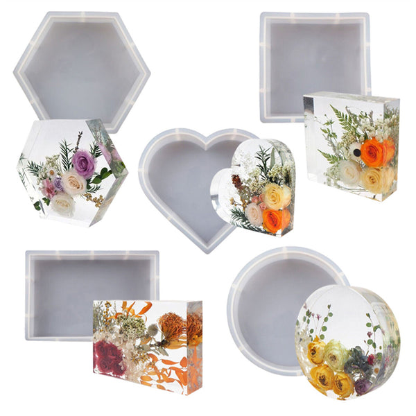 Large Crystal Epoxy Resin Mold Geometry Cube Specimen Love Heart Round Mould DIY