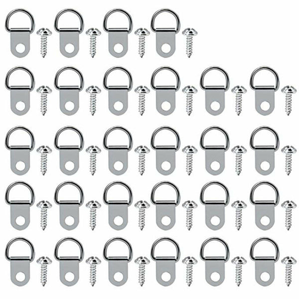60 Pcs D-Ring Painting Picture Wall Frame Hanger Hanging Hooks +Screws AU