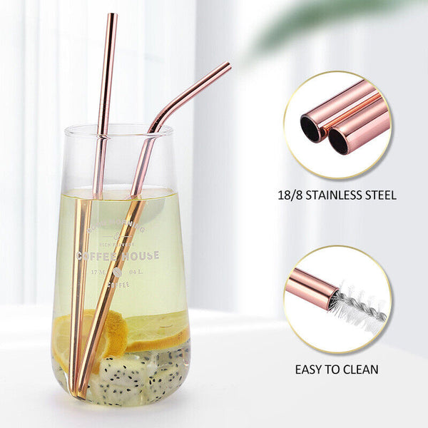 Stainless Steel Straw Metal Drinking Straw Bent Long Reusable Washable