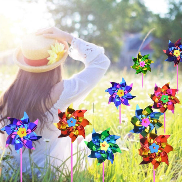 50pcs Plastic Windmill Pinwheel Wind Spinner Kids Toy Lawn Garden Party Decor AU