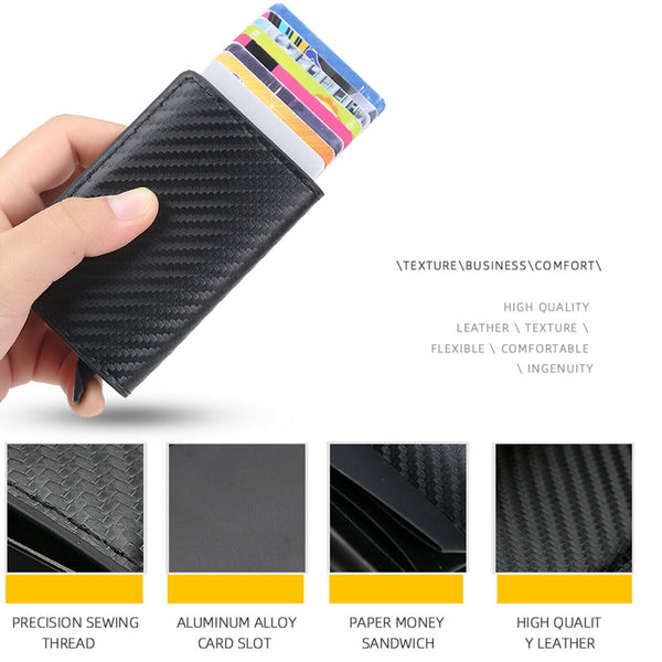 Credit Card Holder Leather Wallet RFID Blocking Pop Slim Aluminum Card Case AUS