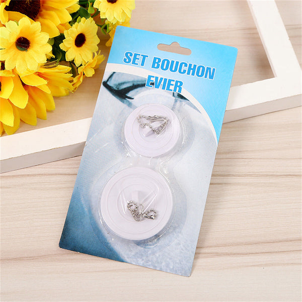 2X Multi Fit Plug Bath Sink 50mm and 40 mm Basin Easy Squeeze Lift Combined Pack